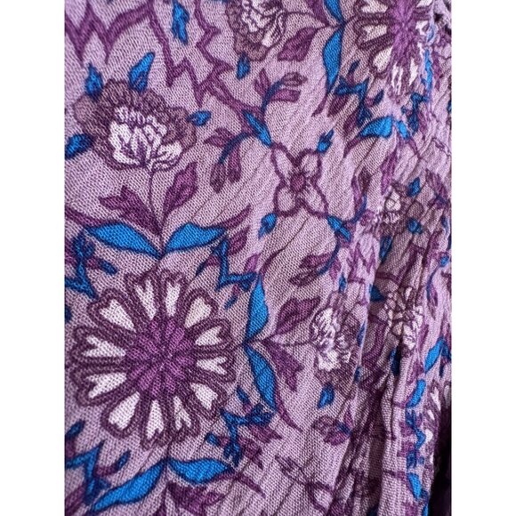 Torrid Women’s Peasant Top Size 00 Purple Floral‎ Crochet Short Sleeve Babydoll - Picture 10 of 11
